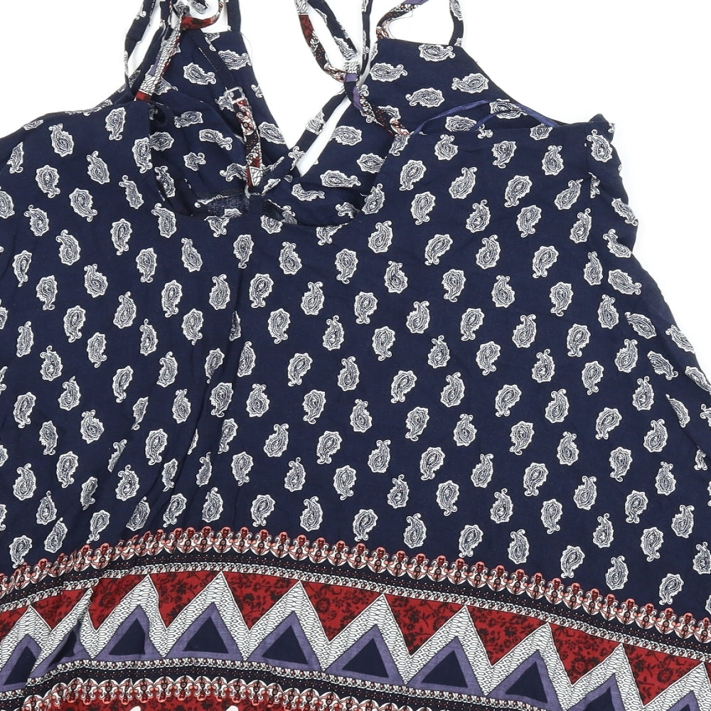 In the Style Womens Blue Paisley  Basic Blouse Size 10