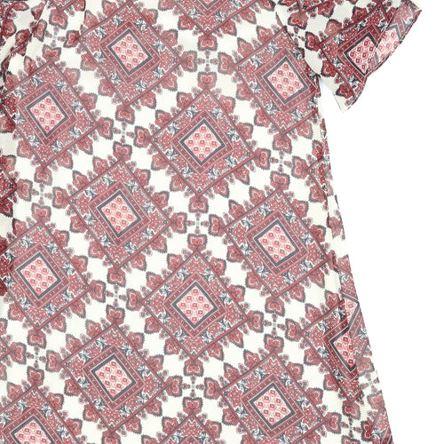 Diffuse Womens Red Argyle/Diamond  Basic Blouse Size 10