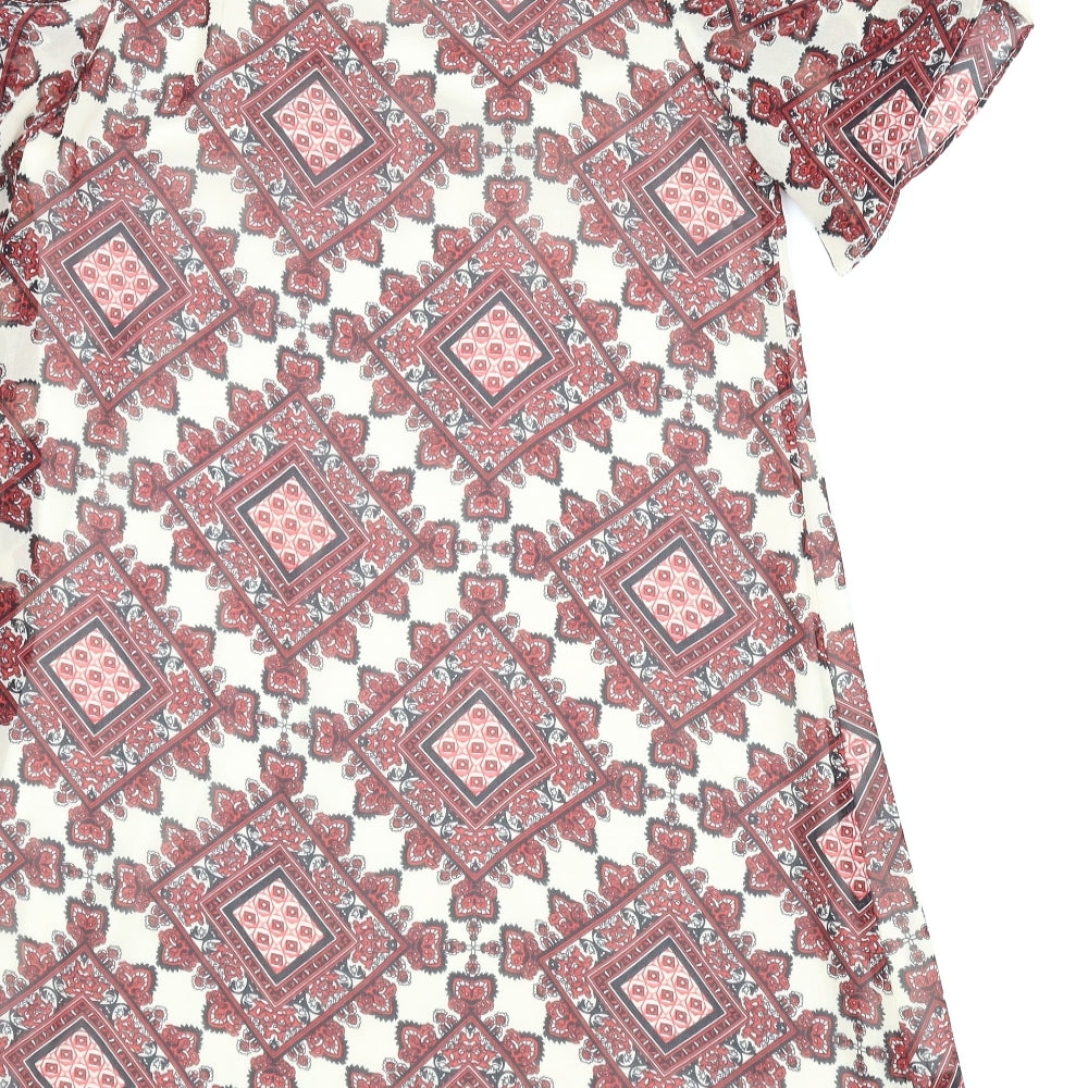 Diffuse Womens Red Argyle/Diamond  Basic Blouse Size 10