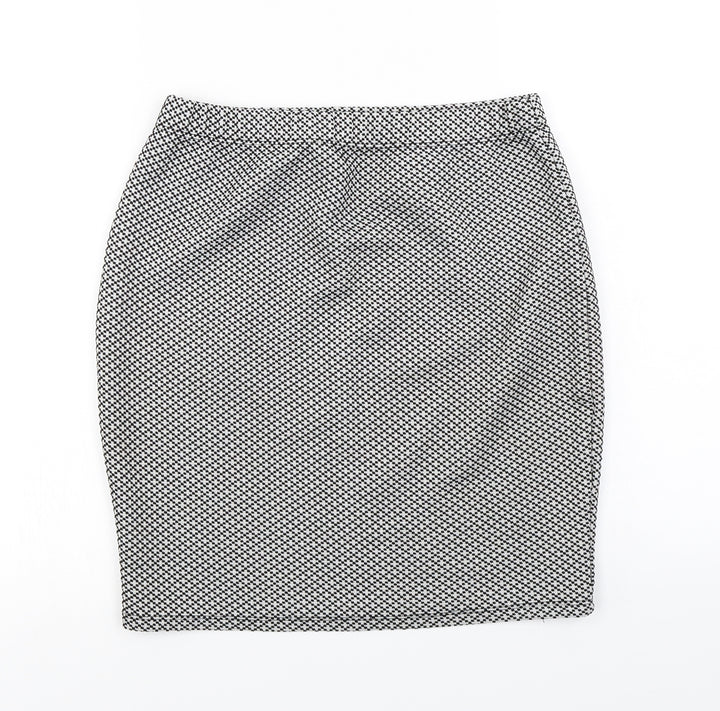 George Womens White Check A-Line Skirt Size 10