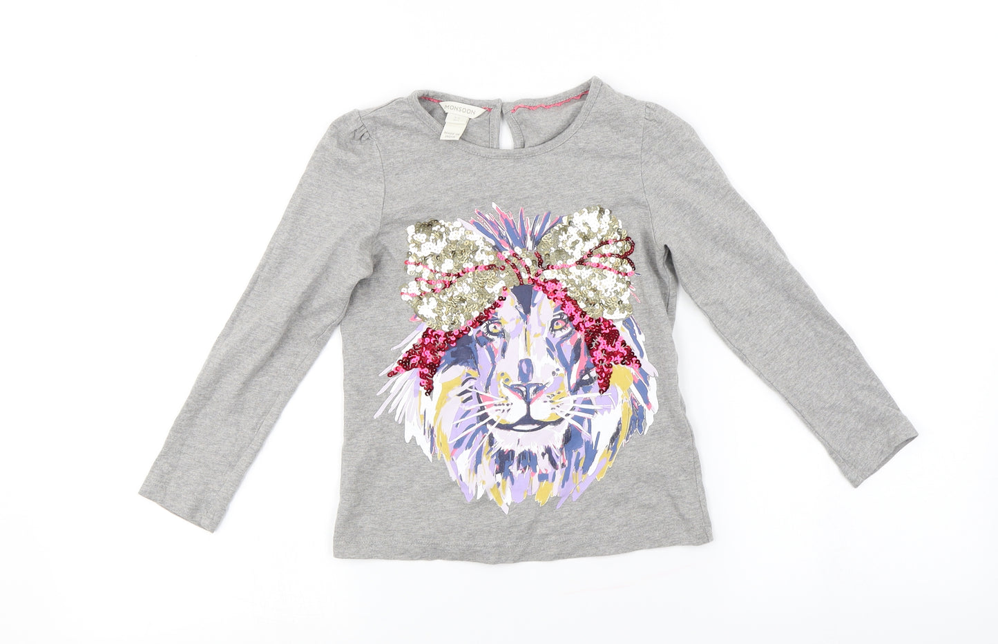 Monsoon  Girls Grey   Basic T-Shirt Size 5-6 Years  - Sequin detail