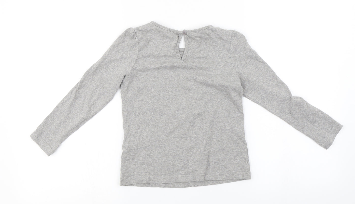 Monsoon  Girls Grey   Basic T-Shirt Size 5-6 Years  - Sequin detail