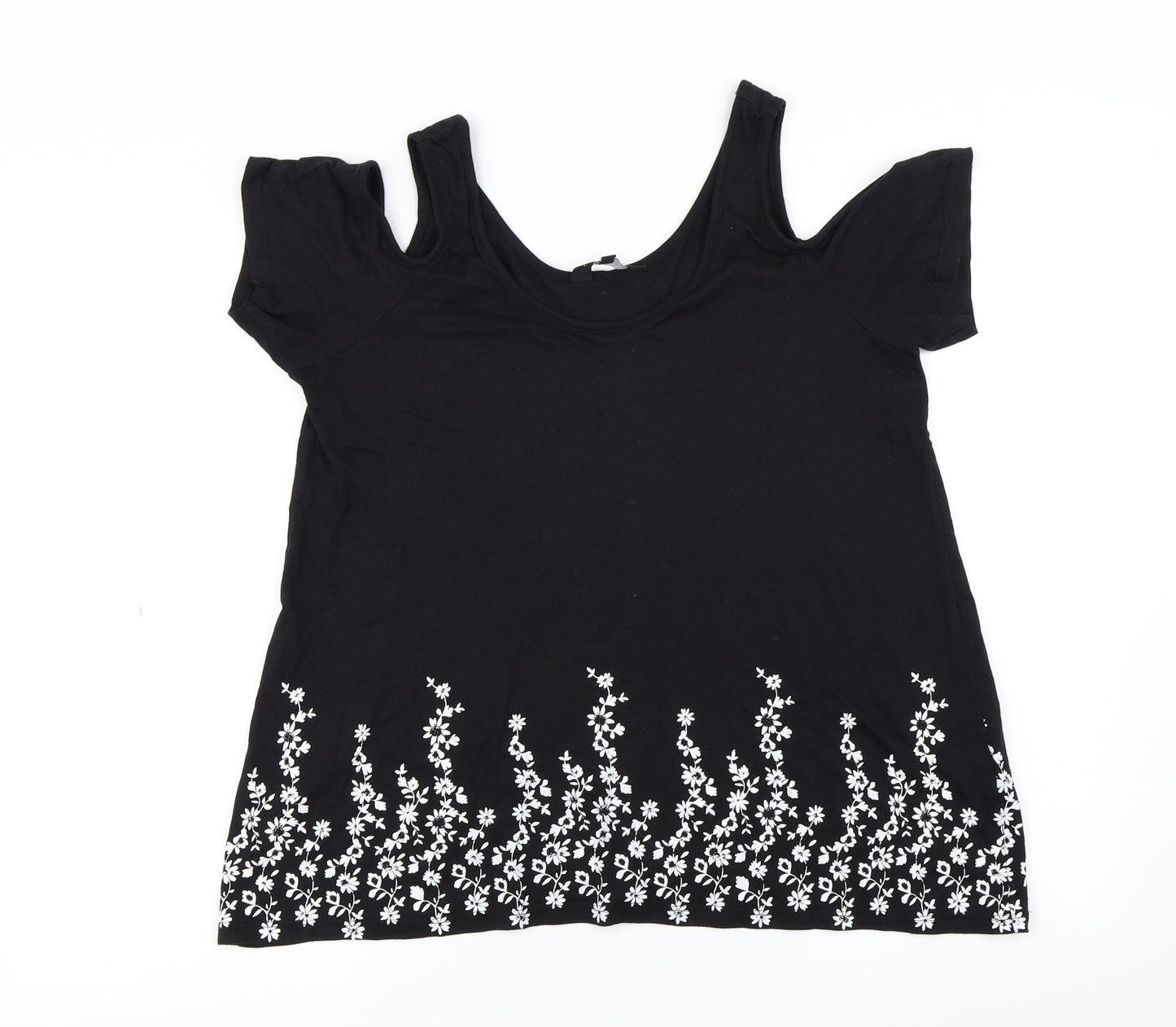 New Look  Womens Black Floral  Basic Blouse Size 12