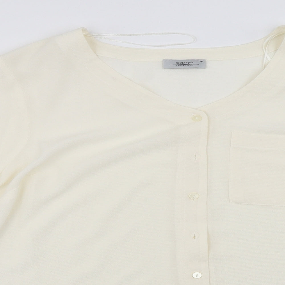 Papaya  Womens Ivory   Basic Button-Up Size 16