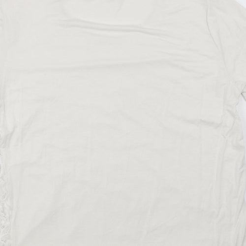 fanghua Womens White Floral  Basic T-Shirt Size M