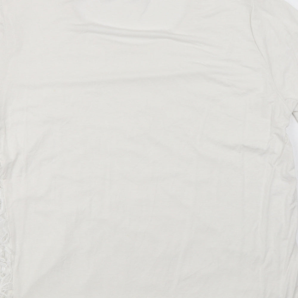 fanghua Womens White Floral  Basic T-Shirt Size M