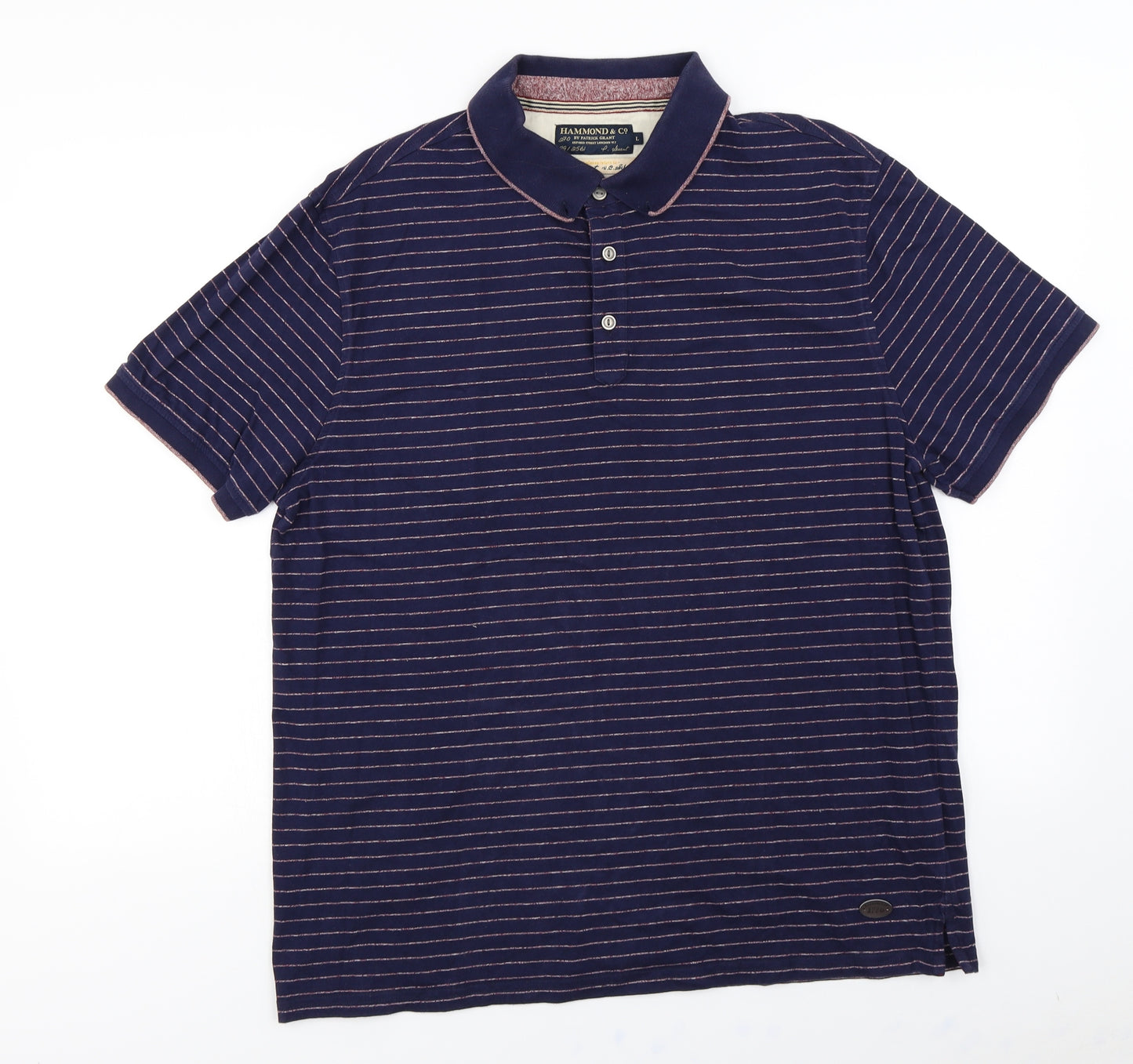 Hammond & CO  Mens Blue Striped   Polo Size L