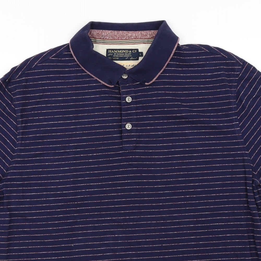 Hammond & CO  Mens Blue Striped   Polo Size L