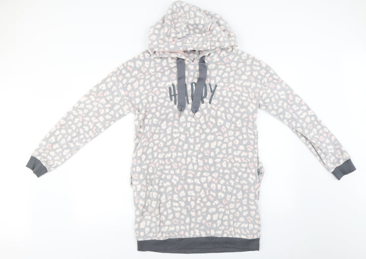 ESMARA Womens Grey Animal Print Pullover Hoodie Size M