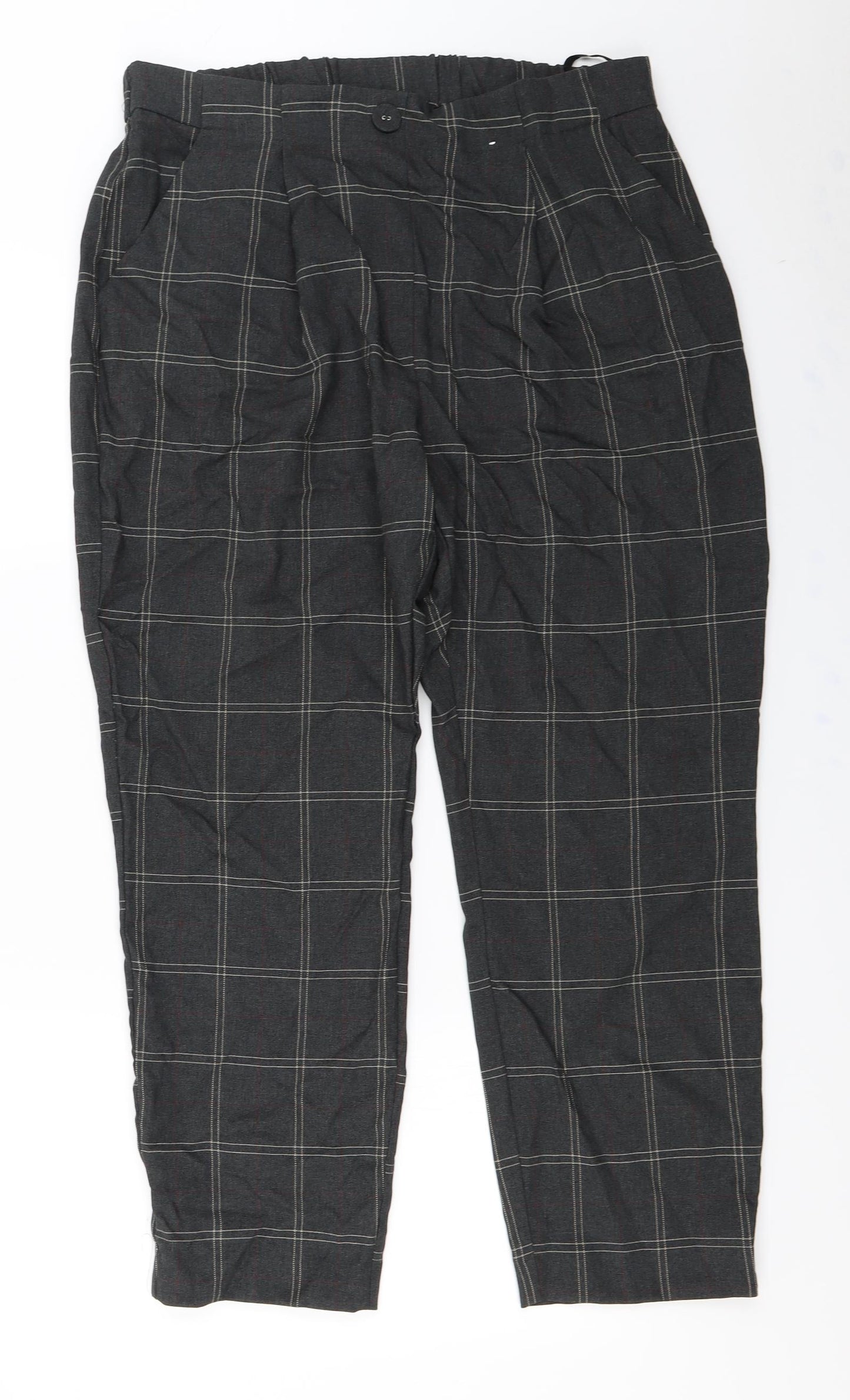 Primark  Womens Grey Check  Trousers  Size 16 L26 in