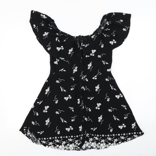 factory Womens Black Floral  Basic Blouse Size S