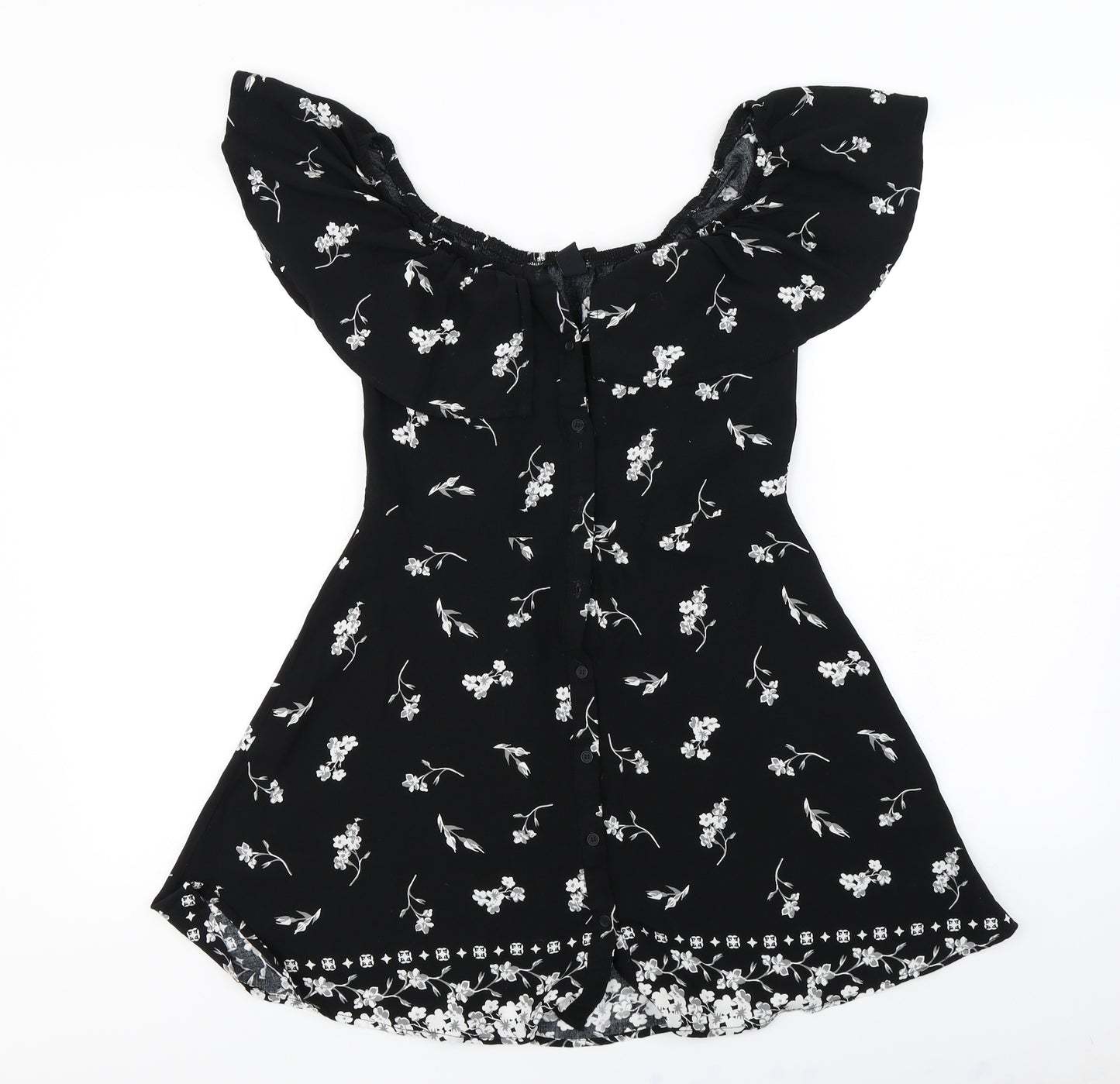 factory Womens Black Floral  Basic Blouse Size S
