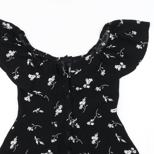 factory Womens Black Floral  Basic Blouse Size S