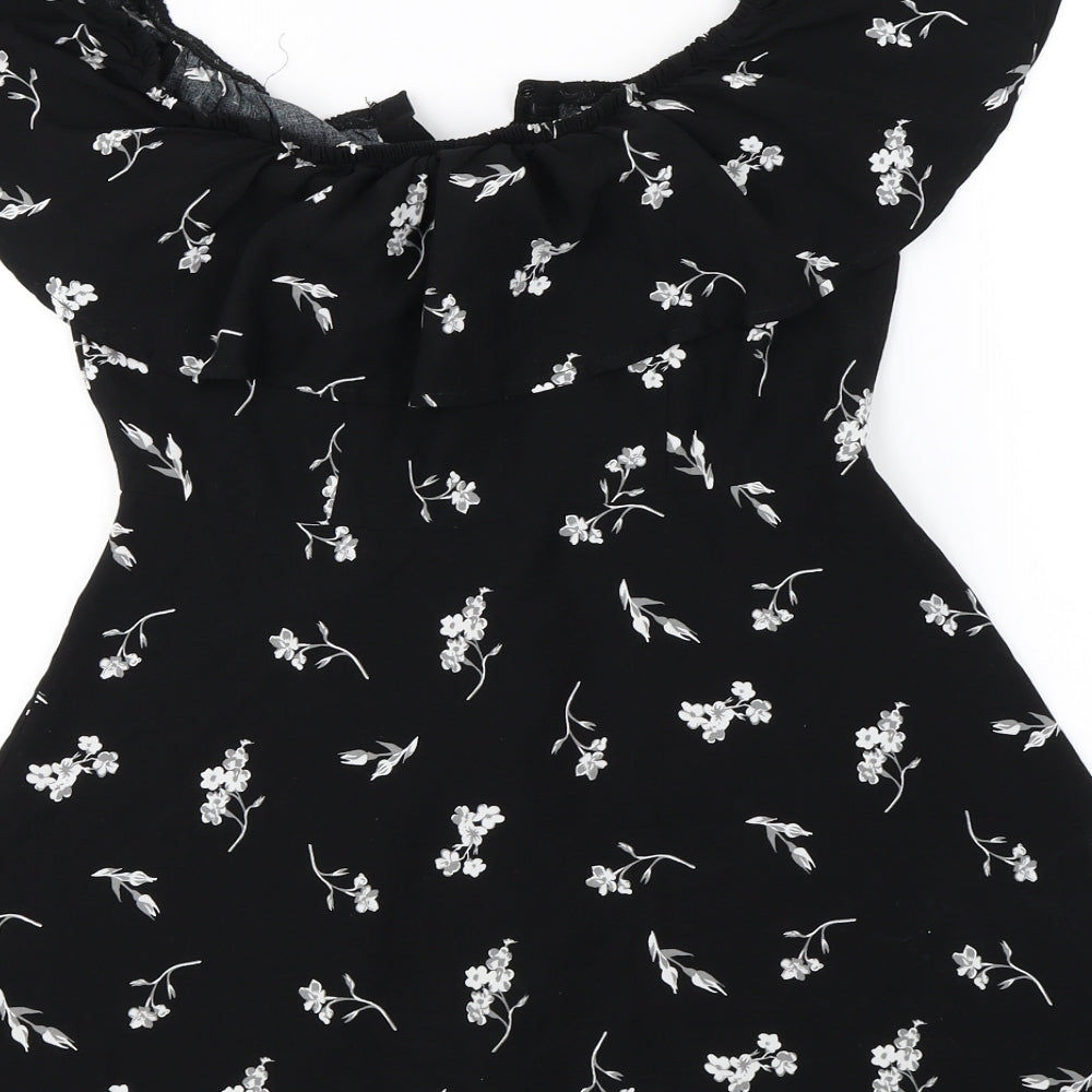 factory Womens Black Floral  Basic Blouse Size S