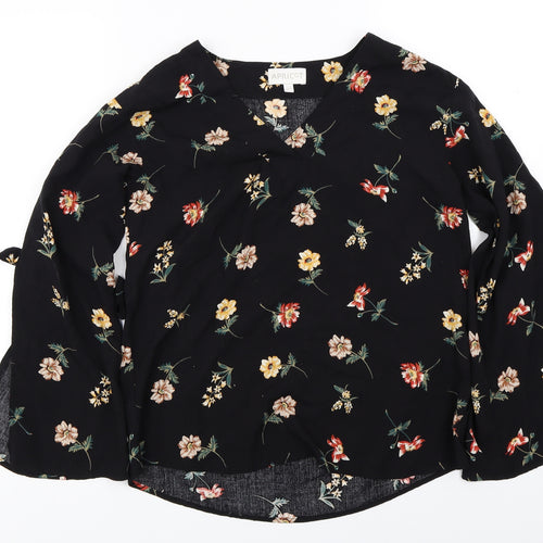 Apricot  Womens Black Floral  Basic Blouse Size 8