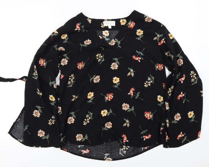 Apricot Womens Black Floral Basic Blouse Size 8