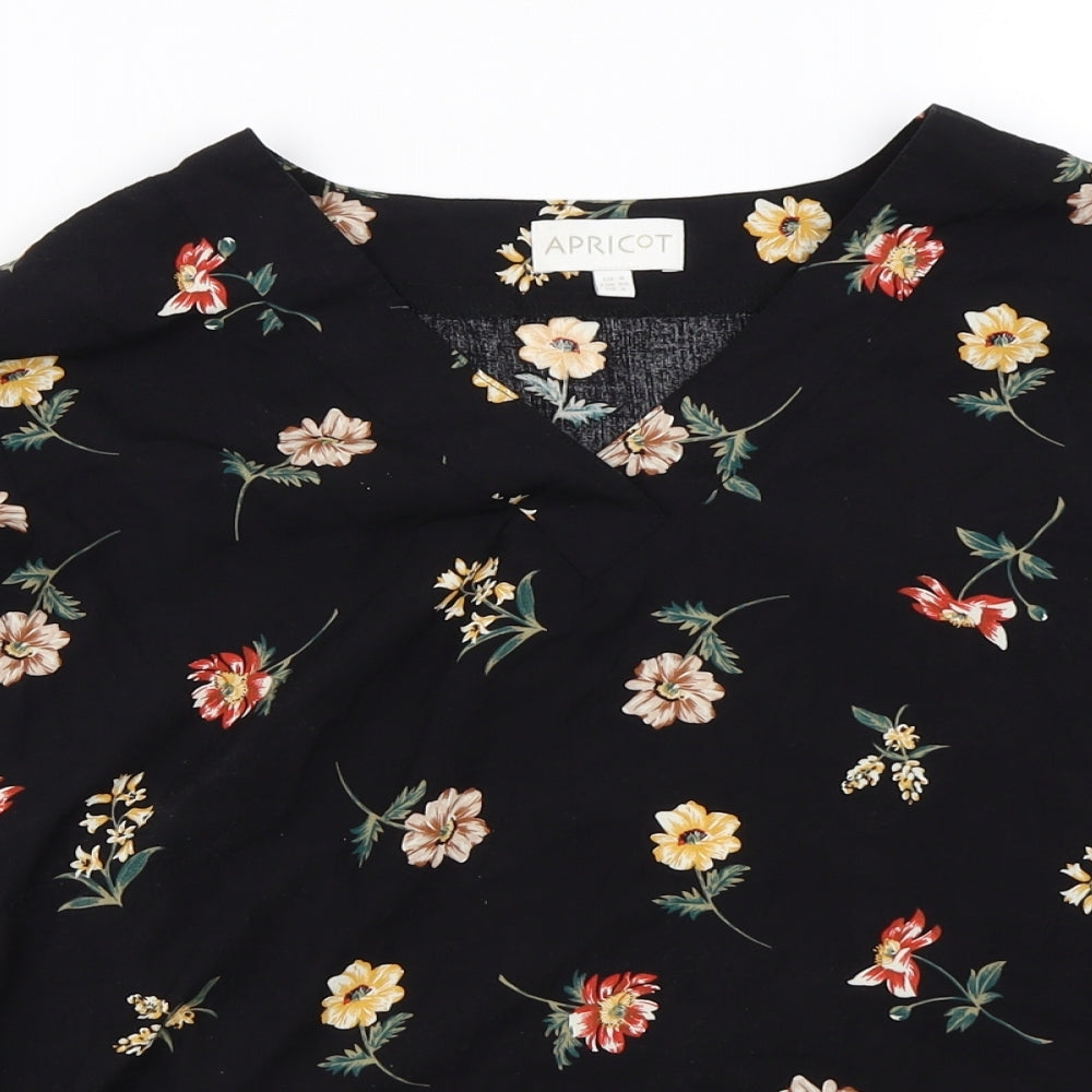 Apricot  Womens Black Floral  Basic Blouse Size 8