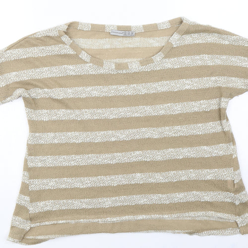 Atmosphere  Womens Beige Striped  Basic T-Shirt Size 12
