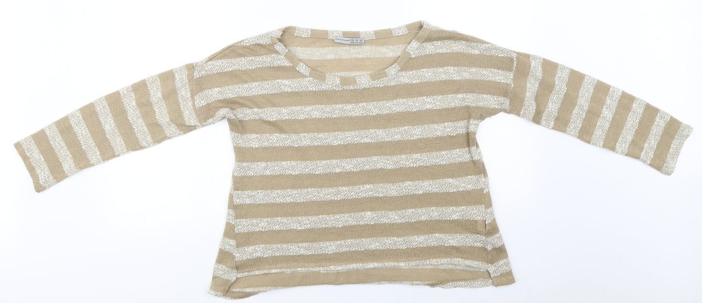 Atmosphere  Womens Beige Striped  Basic T-Shirt Size 12