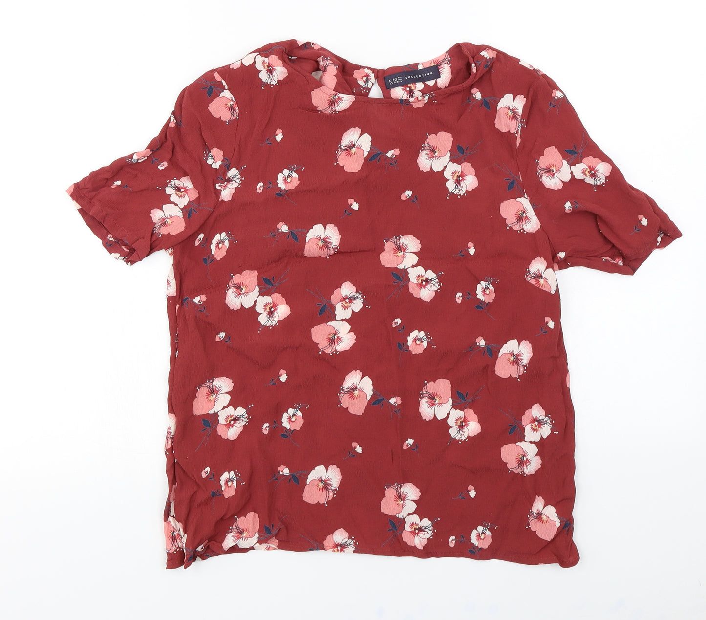 Marks and Spencer  Womens Red Floral  Basic Blouse Size 12