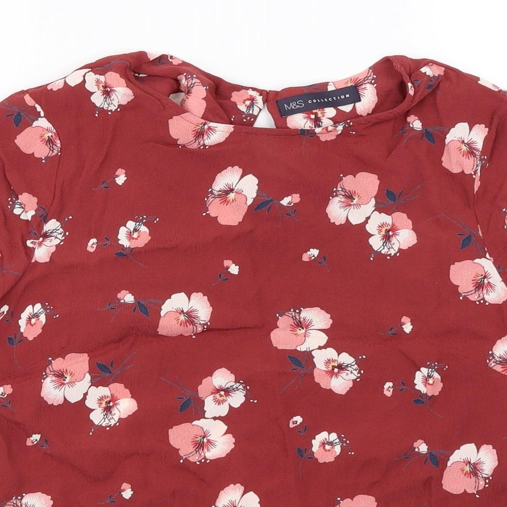 Marks and Spencer  Womens Red Floral  Basic Blouse Size 12