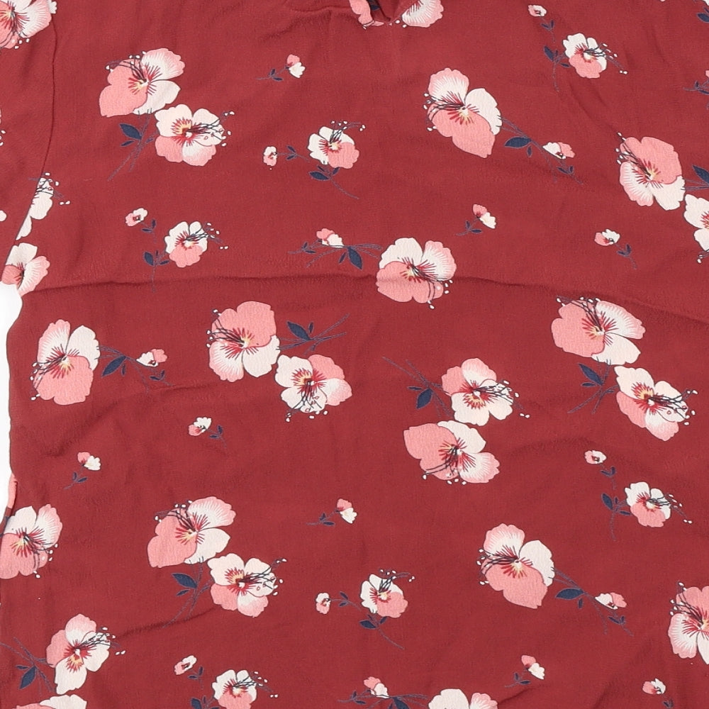 Marks and Spencer  Womens Red Floral  Basic Blouse Size 12