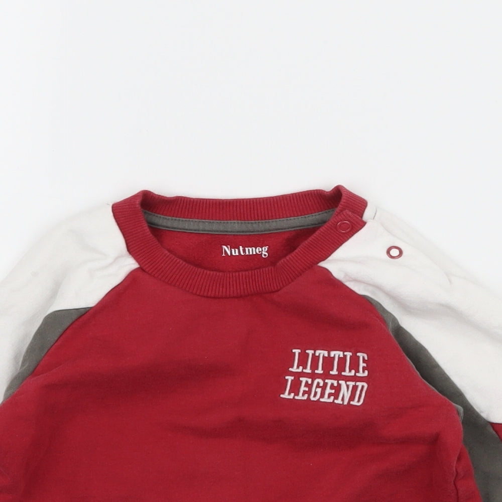 Nutmeg Boys Red  Jersey Pullover Jumper Size 12-18 Months  - Little Legend