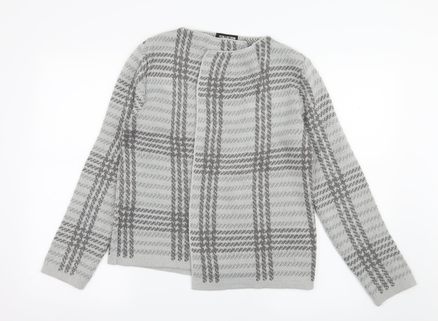 Debenhams Womens Grey Striped Knit Cardigan Jumper Size 12