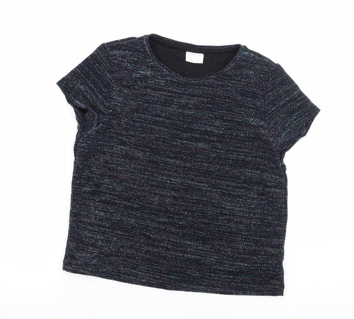 F&F Girls Blue Striped Jersey Basic T-Shirt Size 9-10 Years