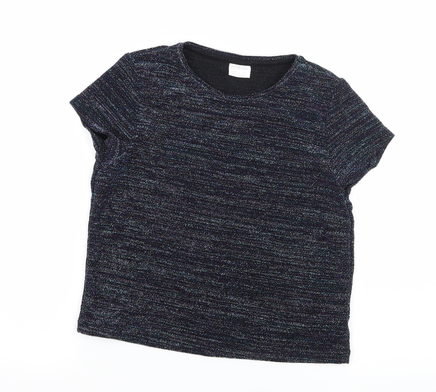 F&F Girls Blue Striped Jersey Basic T-Shirt Size 9-10 Years