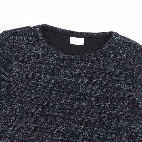 F&F Girls Blue Striped Jersey Basic T-Shirt Size 9-10 Years