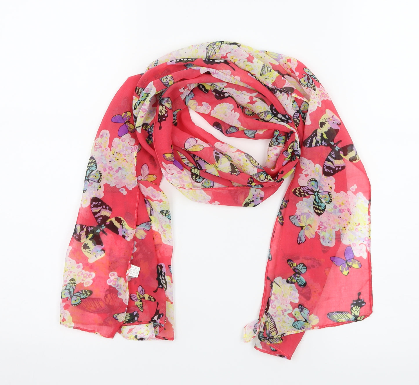 Preworn Womens Pink Geometric   Scarf   - Butterflies