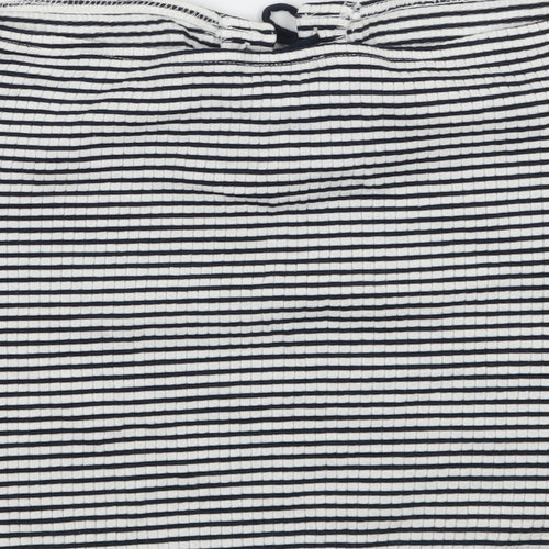 Topshop Womens Blue Striped Jersey Basic T-Shirt Size 16  - Lace up detail