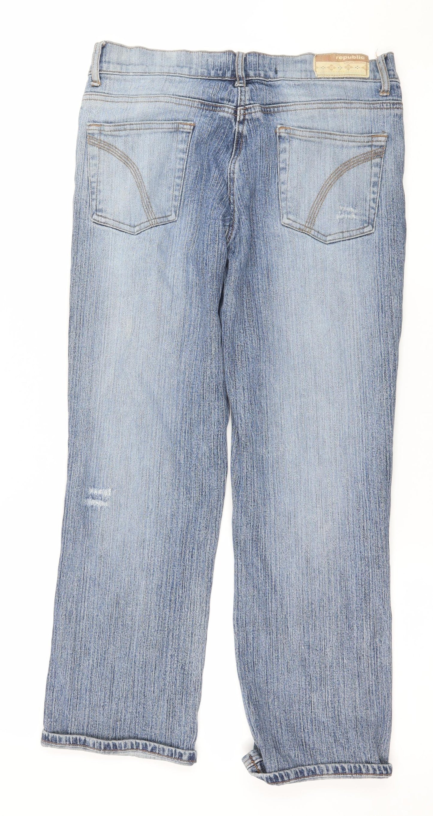 Republic Womens Blue  Denim Straight Jeans Size 12 L25 in