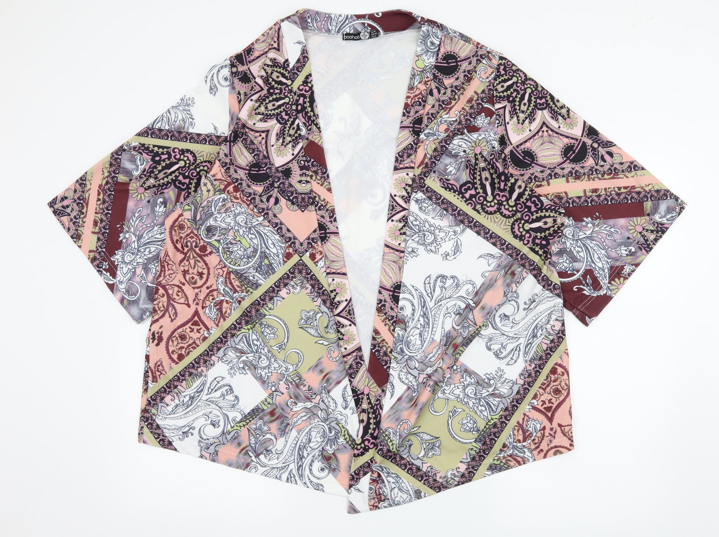 Boohoo Womens Multicoloured  Jersey Kimono Blouse Size 18