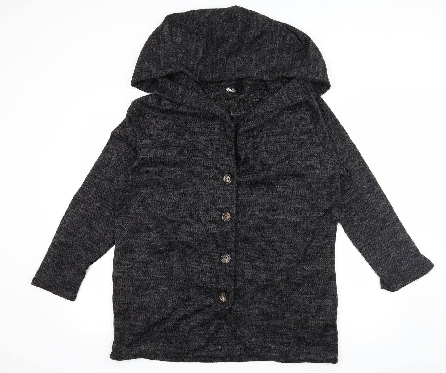 Nicole Womens Grey  Knit Pullover Hoodie Size L
