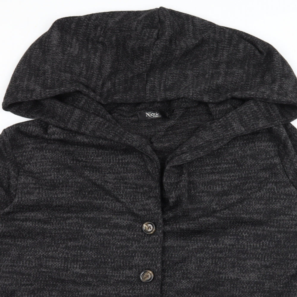 Nicole Womens Grey  Knit Pullover Hoodie Size L