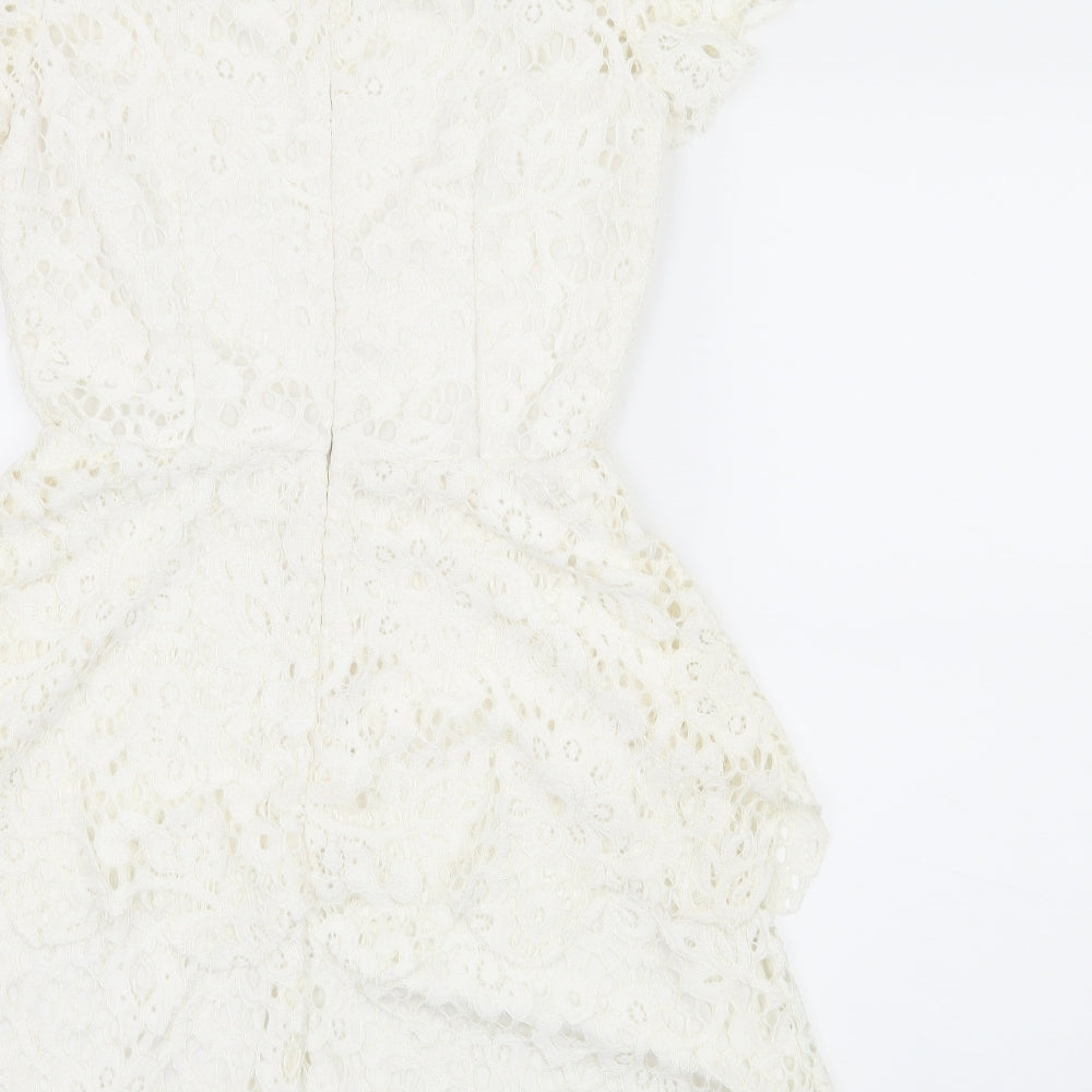 Missguided Womens White  Lace A-Line  Size 6