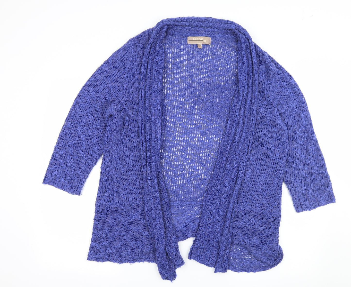 Cristina B Womens Blue  Knit Cardigan Jumper Size 2XL
