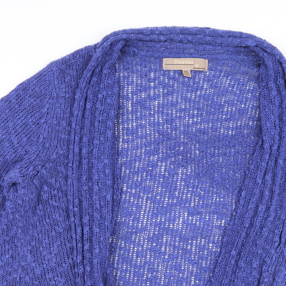Cristina B Womens Blue  Knit Cardigan Jumper Size 2XL