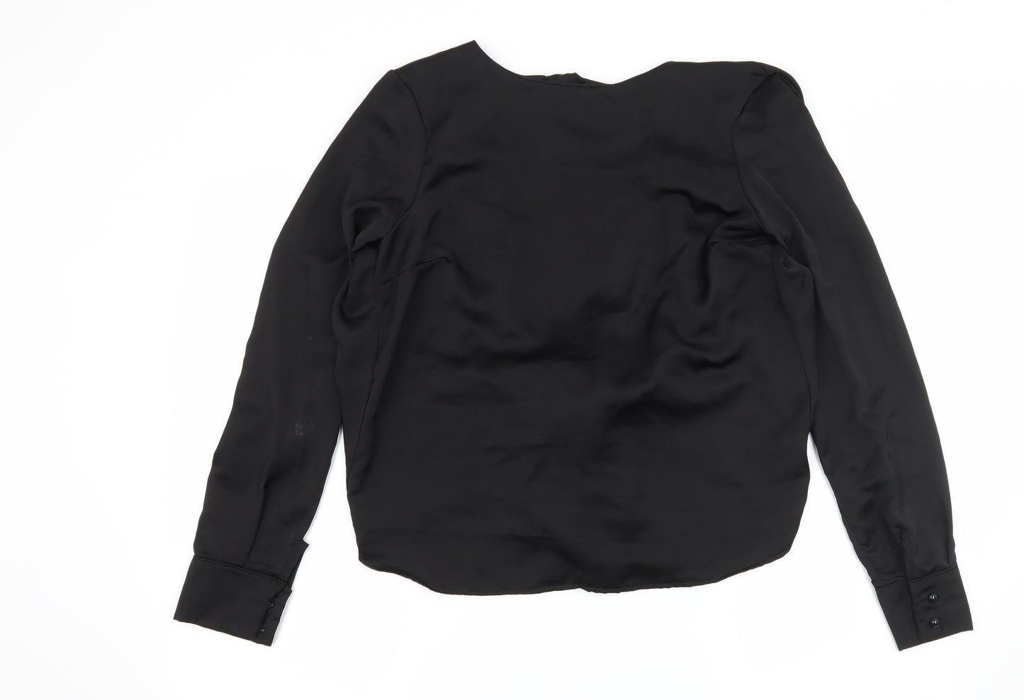 Missguided Womens Black  Satin Basic Blouse Size 8  - Open Back