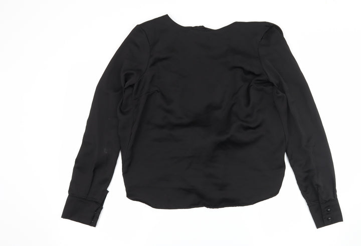 Missguided Womens Black  Satin Basic Blouse Size 8  - Open Back