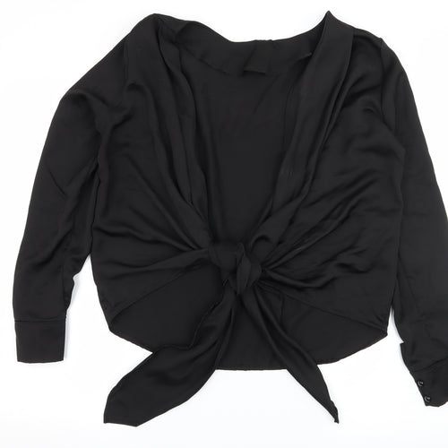 Missguided Womens Black  Satin Basic Blouse Size 8  - Open Back
