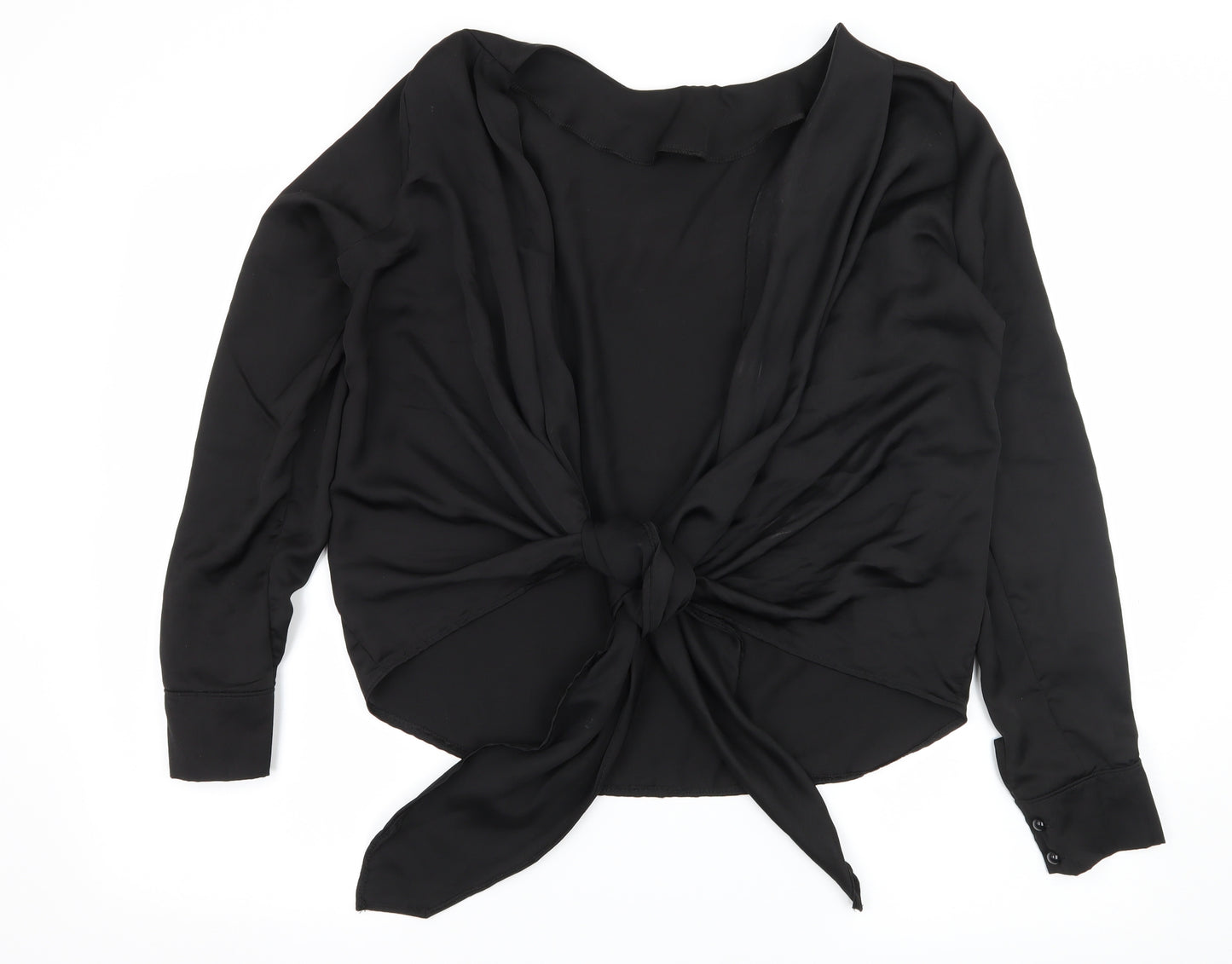 Missguided Womens Black  Satin Basic Blouse Size 8  - Open Back