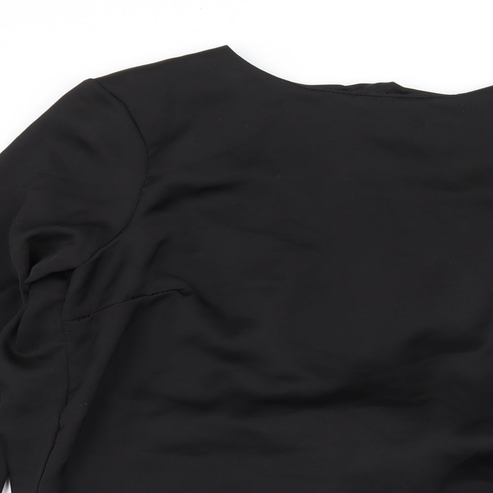 Missguided Womens Black  Satin Basic Blouse Size 8  - Open Back