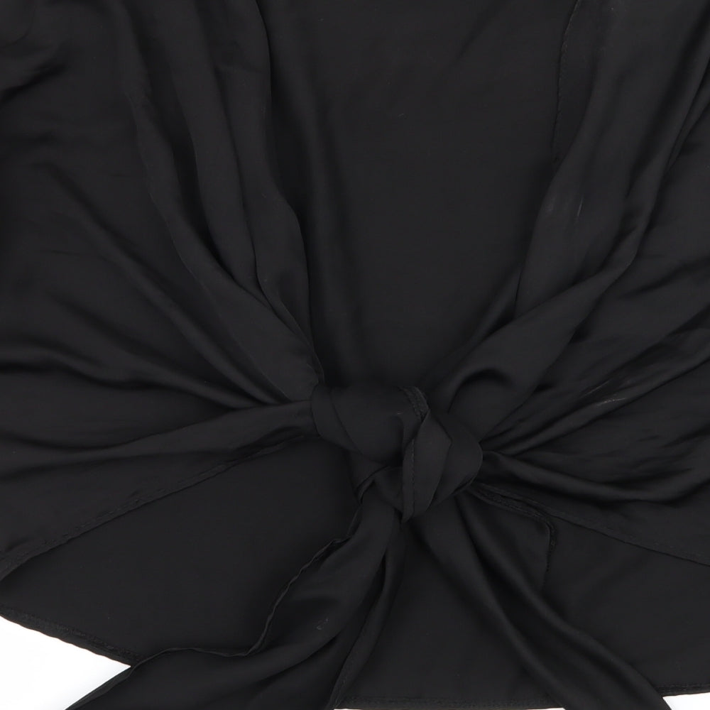 Missguided Womens Black  Satin Basic Blouse Size 8  - Open Back