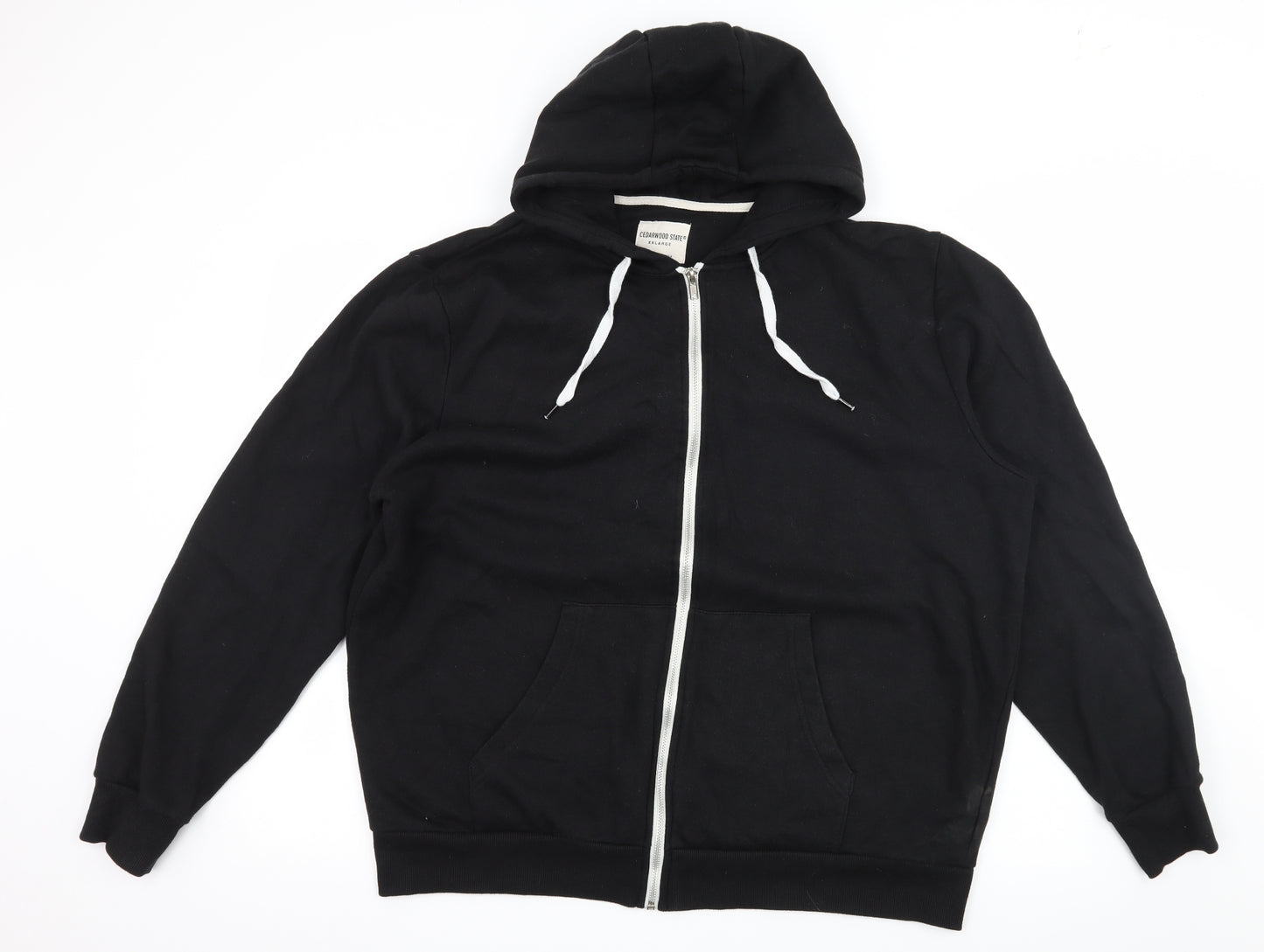 Cedar Wood State Mens Black  Jersey Full Zip Hoodie Size 2XL