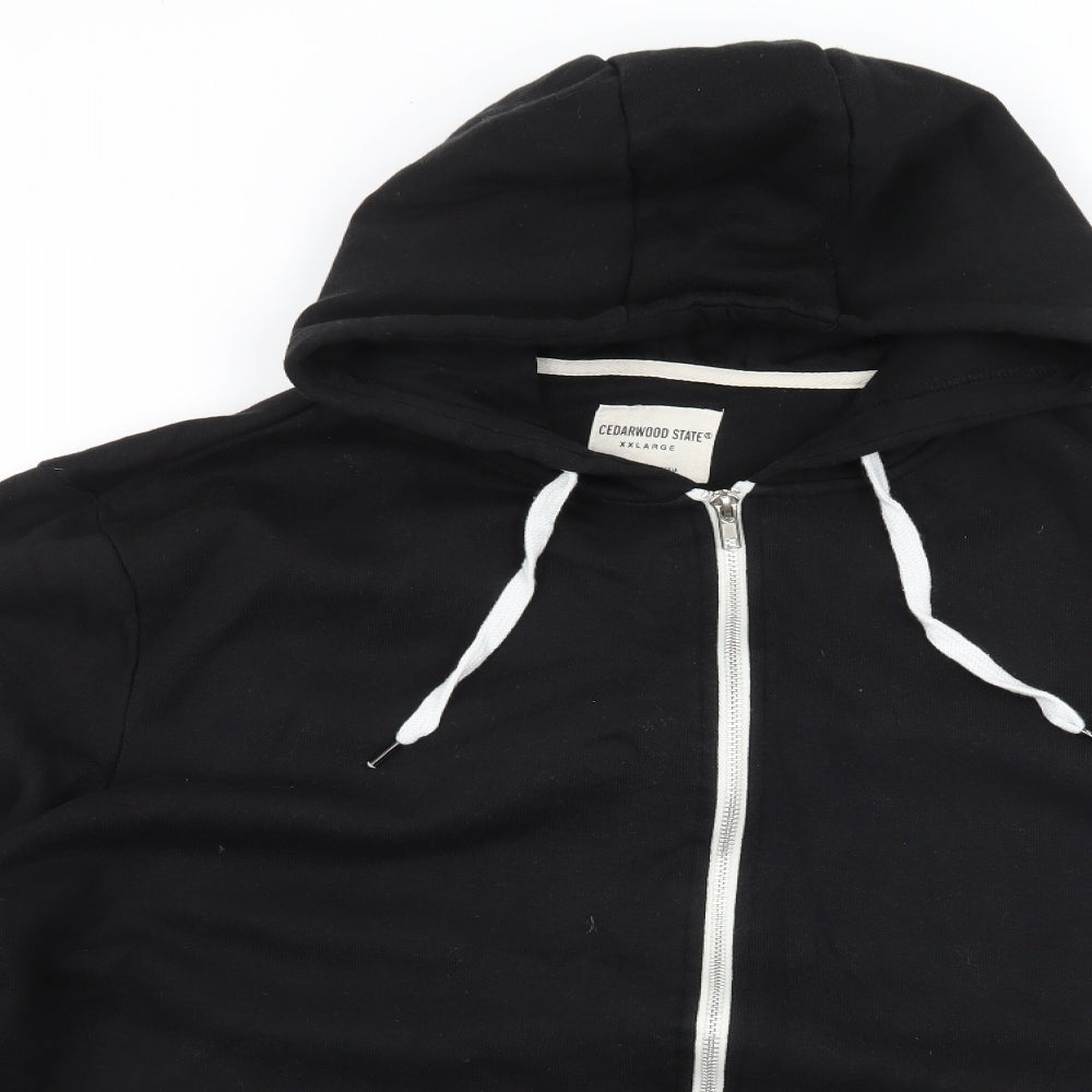 Cedar Wood State Mens Black  Jersey Full Zip Hoodie Size 2XL