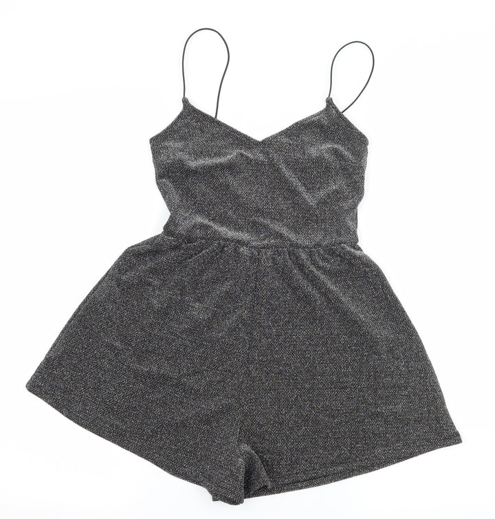 H&M Womens Silver Jersey Playsuit One-Piece Size 4
