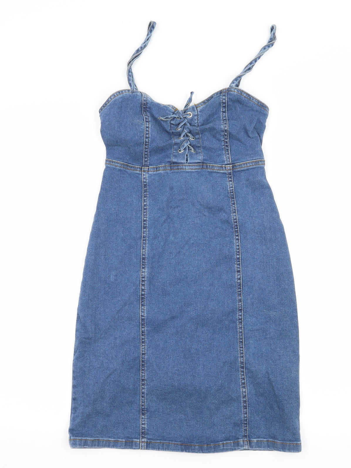 Denim & Co. Womens Blue  Denim Bodycon  Size 6  - Lace up detail